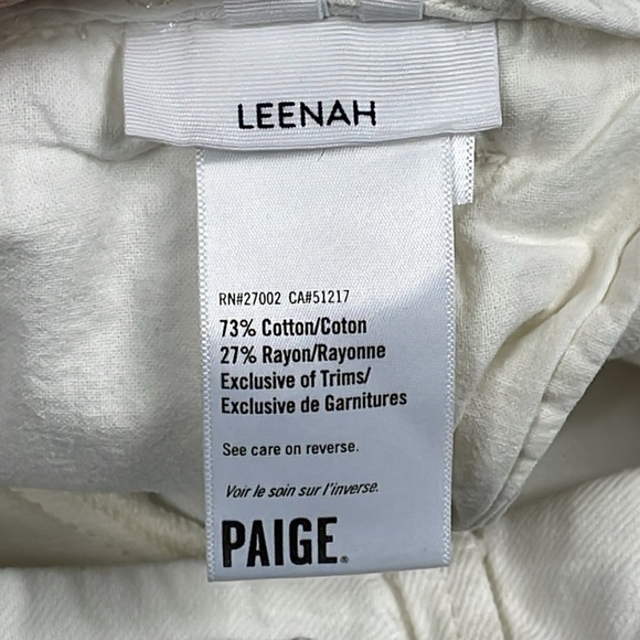 New Paige Pleated Leenah Pearl Chain Jeans White French Ivory Sz 28 - Picture 7 of 16